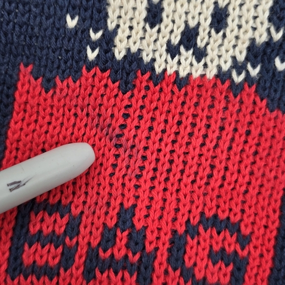 Vintage 90s Ugly Christmas Instarsia Knit Cat Cardigan Sweater Granny Festive L - Picture 14 of 16